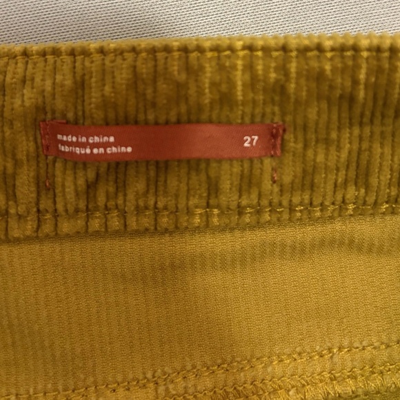 Pilcro Jeans The Icon Yellow Corduroy Chop Pocket Flare Jeans Boot Cut Pants 27 - Picture 12 of 16